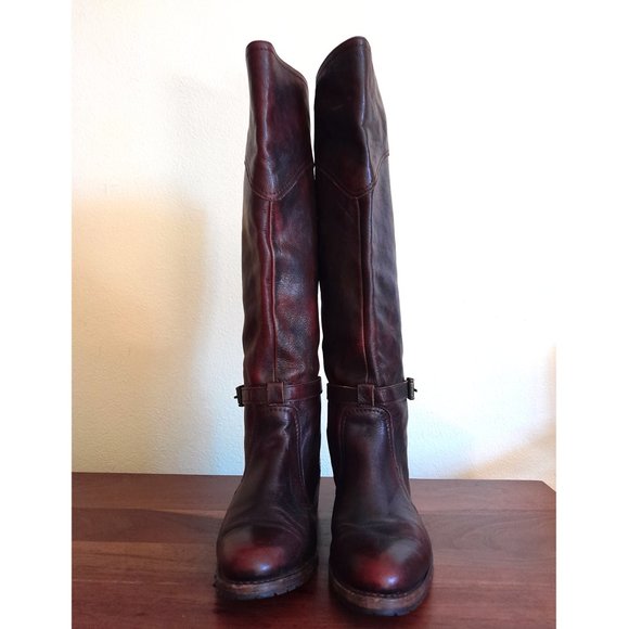 women's Frye dark brown leather knee high boots sz 7 made in Spain - Picture 4 of 13